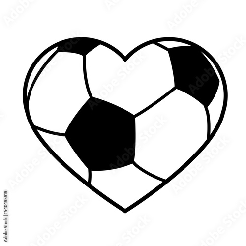 Football heart vector illustration. Love sport play. Soccer ball isolated object on white background