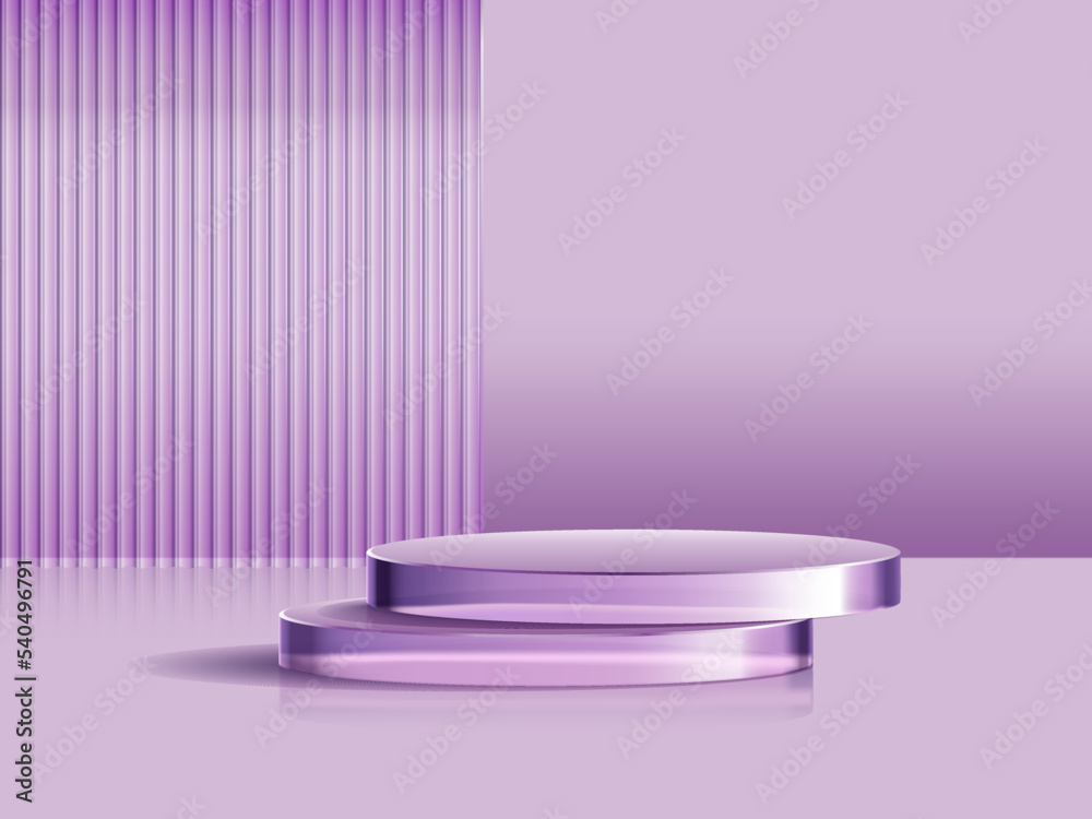 Vector purple glass podium and backdrop with purple minimal scene. 3d Illustration Vector purple glass podium and backdrop with purple minimal scene. 3d Illustration