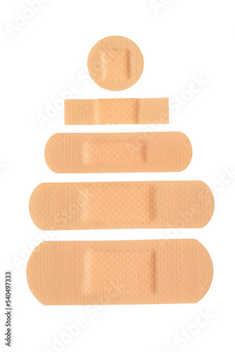 Fototapeta Set of different adhesive plasters or bandages isolated.