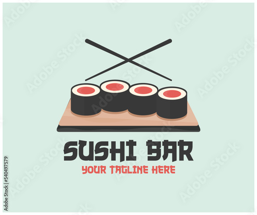 Concept design of the invitation sushi bar restaurant. Corporate style Sushi restaurant logo design. Template for sushi restaurant, cafe, delivery or your business works vector design and illustration