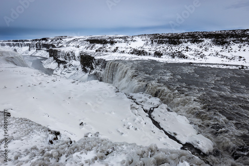 Dettifoss waterfall in Iceland. Winter time