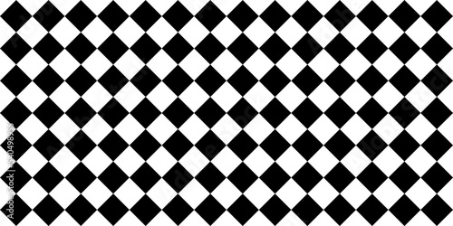 Rows of black and white rhombuses background. Minimalist tiles squares connected together by grid on surface. Simple design for vector decoration