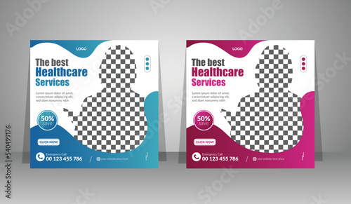 Medical healthcare service social media post design for hospital doctor clinic or dentist health marketing ads banner