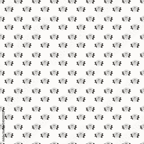 Black white botanical pattern. Flower seamless background. Monochrome floral repeating texture. Peonies, roses, poppy and small wild meadow herbs. Repeat tile vector illustration, wrapping, textile, f
