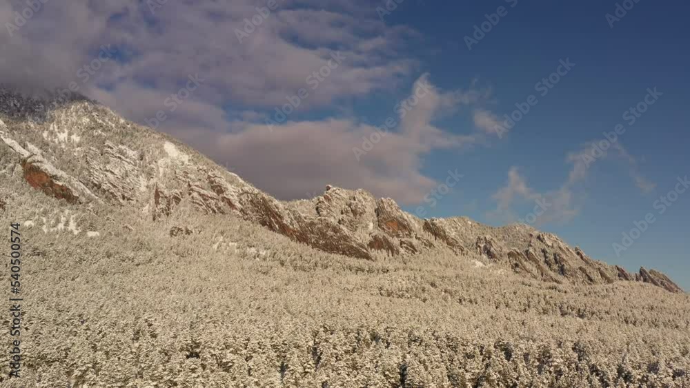 Aerial shot of the mountains near Boulder Colorado covered by fresh snow. Aerial shot of the mountains near Boulder Colorado covered by fresh snow.