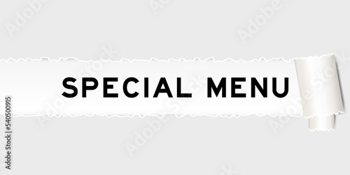 Canvas Print Ripped gray paper background that have word special menu under torn part