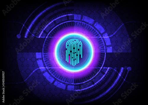 Tech circle scan finger identity control electronic technology futuristic security graphic design vector illustration