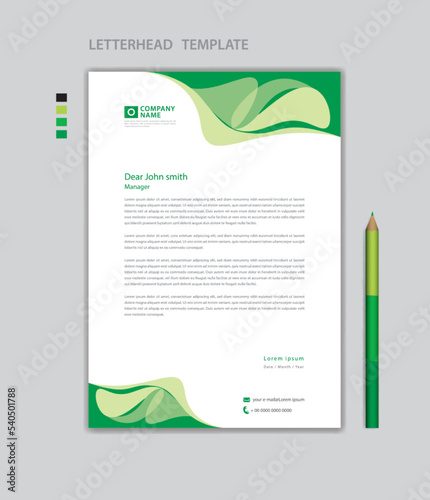 Creative Letterhead template vector, minimalist style, printing design, business advertisement layout, Green concept background, simple letterhead template mock up, company letterhead design
