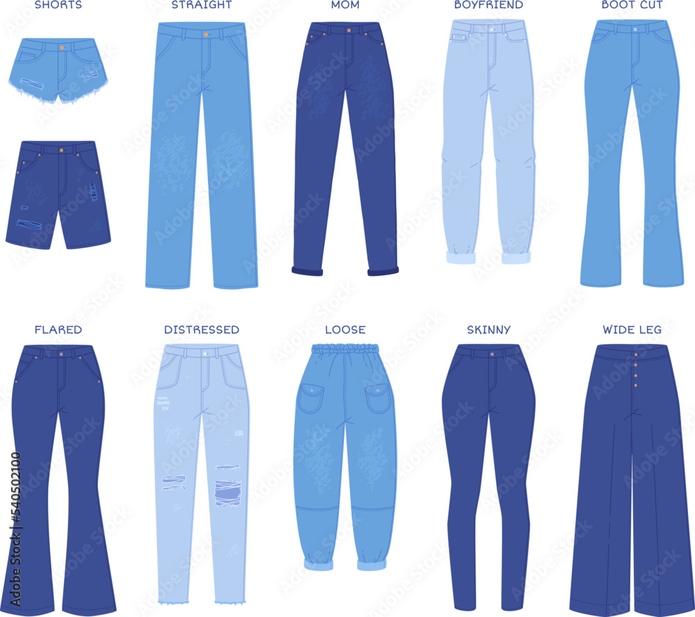 Cutting jeans pants. Denim pants models types jean clothes style ...
