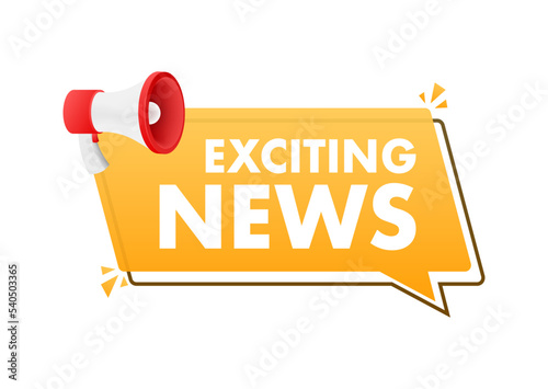 Hand Holding Megaphone with exciting news. Megaphone banner. Web design. Vector stock illustration