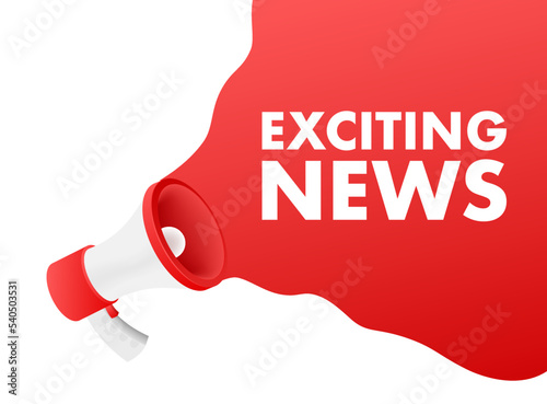 Hand Holding Megaphone with exciting news. Megaphone banner. Web design. Vector stock illustration