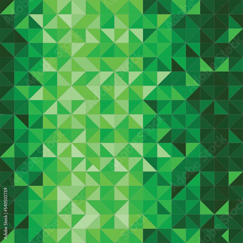 Background of geometric shapes. Green mosaic pattern. Retro triangle background