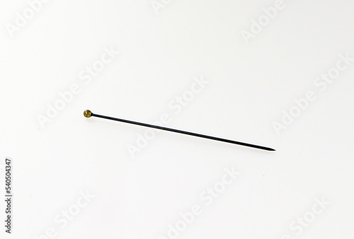 Insect pin isolated on white, special needle for pricking insects for entomological collections close-up