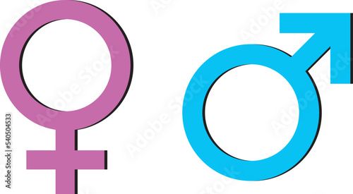 Two genders pink and blue symbols. Two genders 3D. Two genders pink and blue vector. Male and female symbols. 