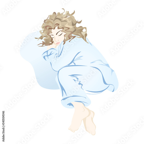 image, with a sleeping cute girl on a white background