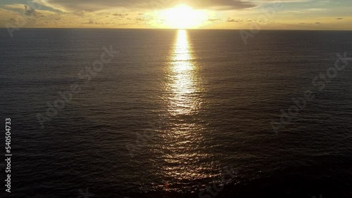 Aerial view of sunset in the afternoon on Lhoknga beach photo