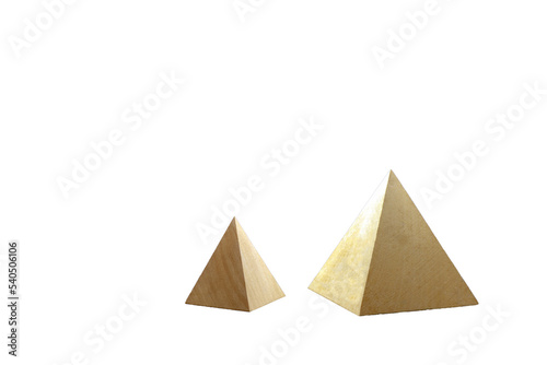 two wooden pyramids as geometric objects, png file