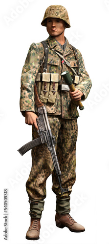 Tablou canvas World war two German infantry with MP 43 3D illustration