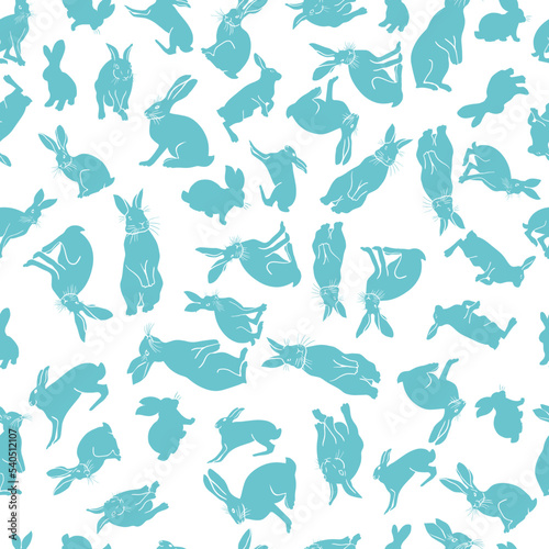 Wallpaper Mural Seamless rabbit pattern. Seamless pattern of light blue hares. Vector illustration texture. easter card print,fabrics and packaging. Torontodigital.ca