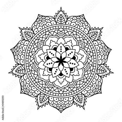 Mandala Shape for Coloring Book. For Beginner, seniors and children. Hand Draw. Vector Mandala. Floral. Flower. Oriental. Book Page. Decoration in ethnic oriental. Outline.