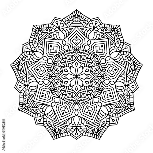 Mandala Shape for Coloring Book. For Beginner, seniors and children. Hand Draw. Vector Mandala. Floral. Flower. Oriental. Book Page. Decoration in ethnic oriental. Outline.