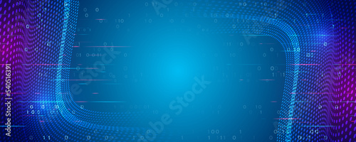 Blue background with various technological elements. Hi-tech computer digital technology concept. Abstract waves. Technology communication vector illustration.