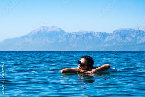 girl resting in the sea