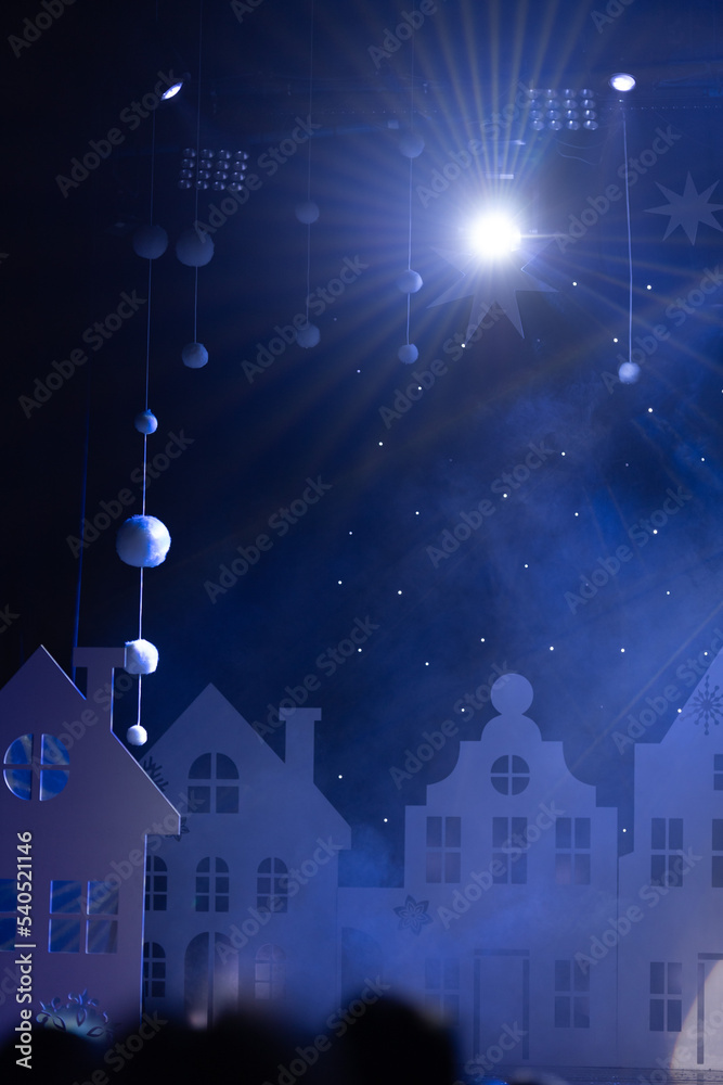Theatrical scene without actors, scenic light and smoke Theatrical scene without actors, scenic light and smoke