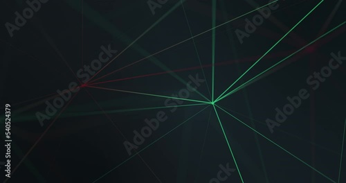 3d animation with abstract futuristic technology imagery with color shifting polygonal shapes on dark blue background. Digital technology concept. Perfect loop	