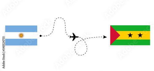 Flight and travel from Argentina to Sao Tome and Principe by passenger airplane Travel concept