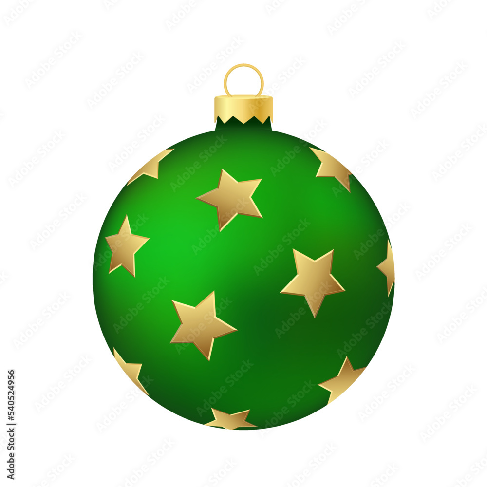 Green Christmas tree toy or ball Volumetric and realistic color illustration Green Christmas tree toy or ball Volumetric and realistic color illustration