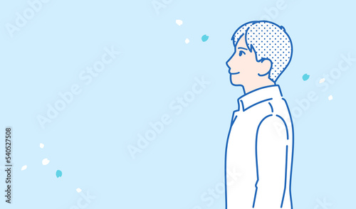 未来を見つめる若い男性のシンプルなベクターイラスト素材
