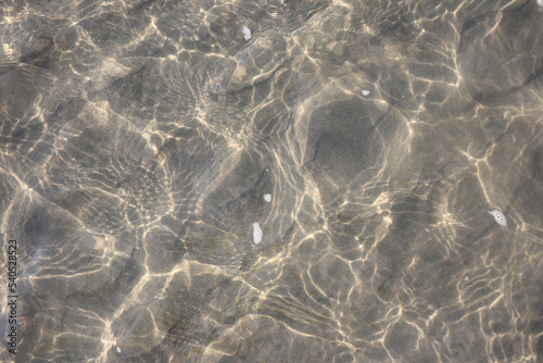 The water is clear and clean with sand under the sea. water texture