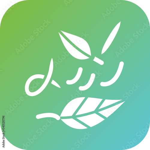 Leaf Fluttering in Wind Icon Style