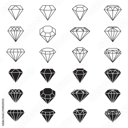 Diamond logo set. Diamond icon flat style