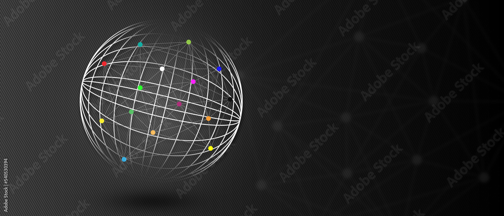 Global network connection on black background Stock-Illustration ...