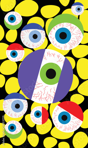 Eye print,color, circle, pattern, iris, vision, art, blue, texture, ball, thread, seamless, colorful, design, eyes, eyeball, yellow, circles, pink, human, shape, symbol