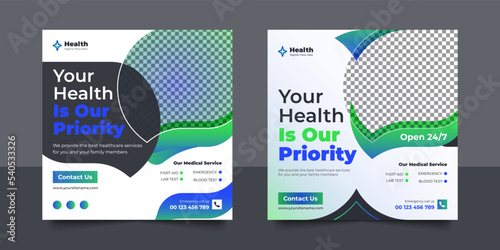 Set of Medical and healthcare social media post design template