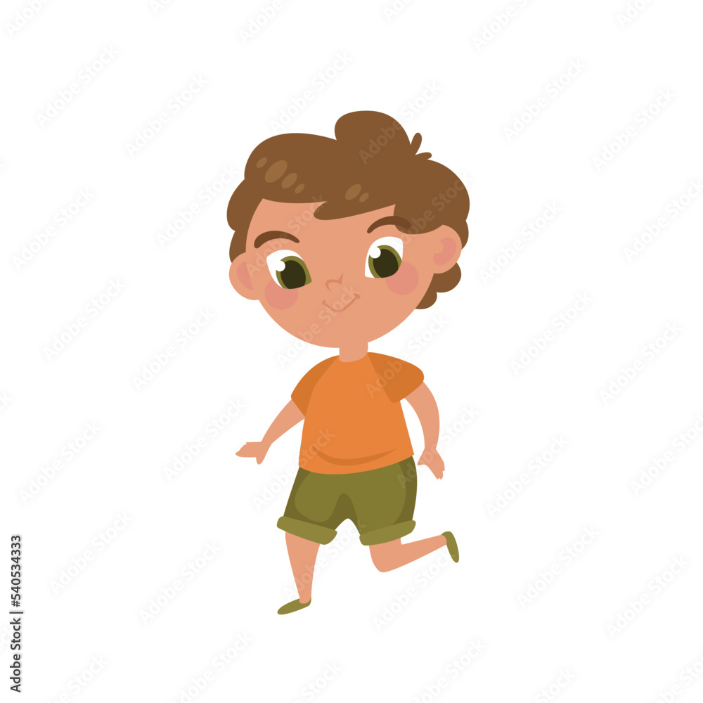 Little boy cartoon character standing on a white background