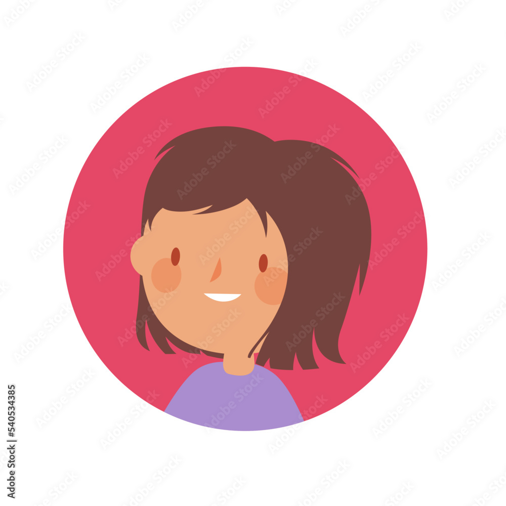 Kids avatar, smiling girl vector