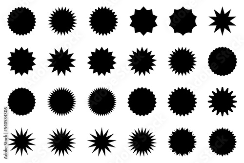 Retro stars, sunburst. Black beams firework. Design elements. Best for sale sticker, price tag, quality mark. Flat vector illustration Isolated on white background.