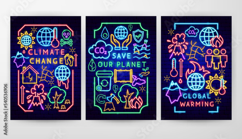 Global Warming Flyer Concepts. Vector Illustration of Nature Safe Symbol.