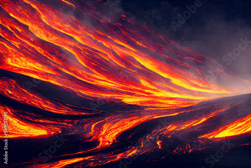 Illustration of a river of lava