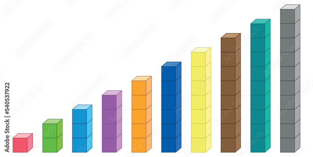 Counting blocks for math 1 to 10. Counting to ten. Numbers blocks. Vector illustration isolated on white background. Counting blocks for math 1 to 10. Counting to ten. Numbers blocks. Vector illustration isolated on white background.