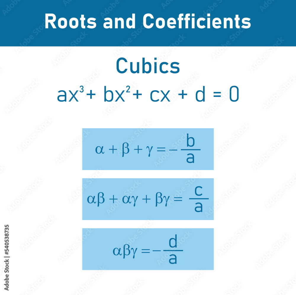Roots and coefficients of Cubics equations in mathematics. Roots and coefficients of Cubics equations in mathematics.
