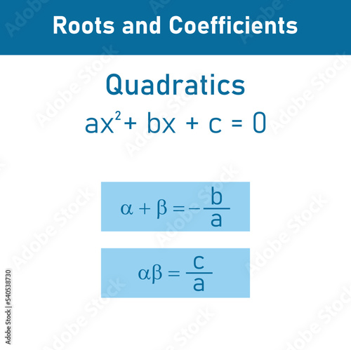 Roots and coefficients of Quadratics equations in mathematics.
