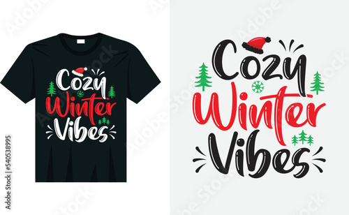 Cozy Winter Vibes SVG Typography T-Shirt Design Trendy Hand drawn lettering text isolated on white background Vector Graphics