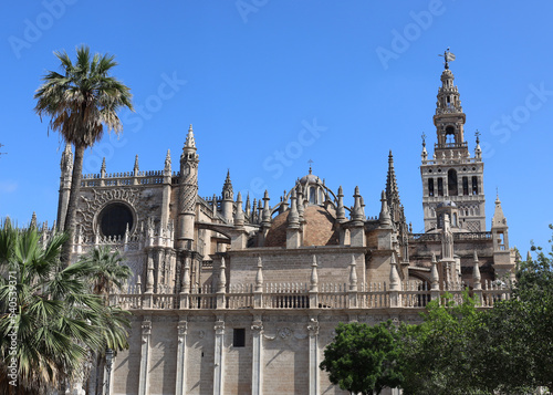 Ornamental walls of Cathedral in Sevilla Spain