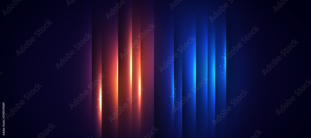 Blue technology background with motion neon light effect.Vector ...