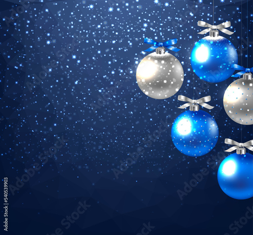 Christmas Postcard With Blue Balls